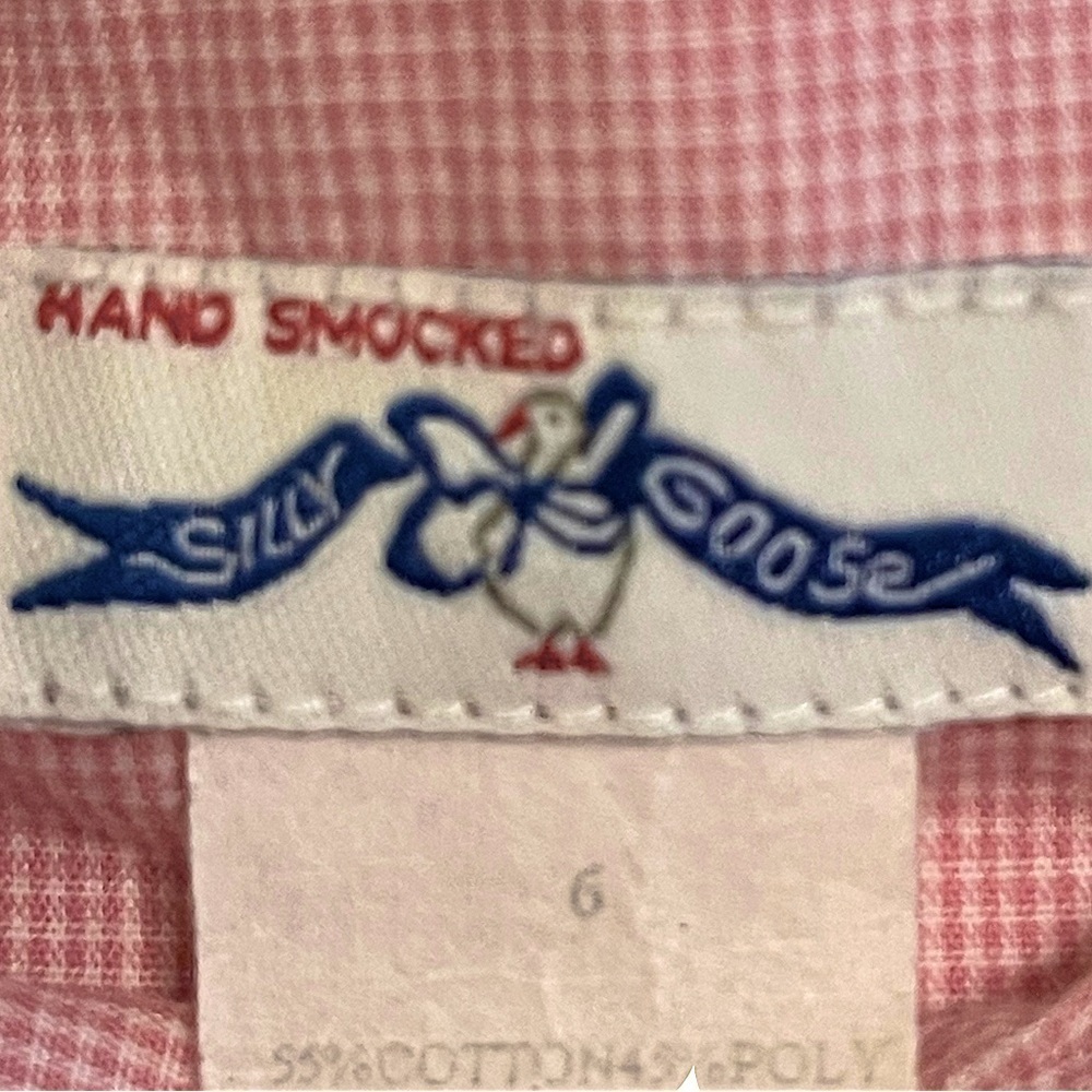 Silly Goose Pink Mini Check Hand Smocked Sleeveless Dress Sz 5 Lady Bug - Picture 3 of 9